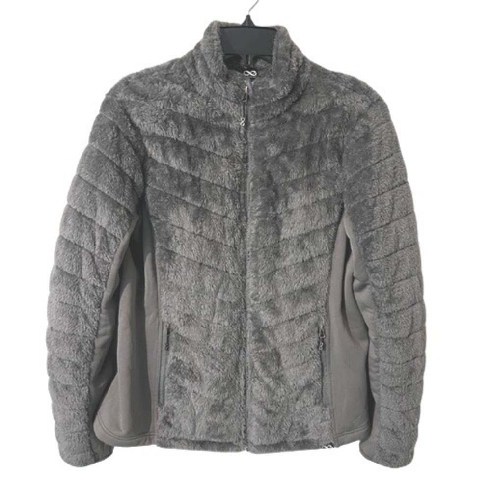 Women's Be‎ Boundless Gray Jacket/Coat Faux Fur Pockets Front Zip Long Sleeve L